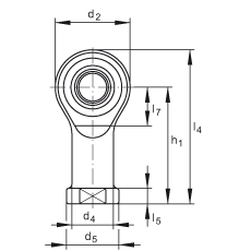 桿端軸承 GIKSL5-PS, 根據(jù) DIN ISO 12 240-4 標(biāo)準(zhǔn)，特種鋼材料，帶左旋內(nèi)螺紋，免維護(hù)