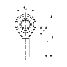 桿端軸承 GAKSR16-PS, 根據(jù) DIN ISO 12 240-4 標(biāo)準(zhǔn)，特種鋼材料，帶右旋外螺紋，免維護(hù)