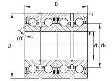 推力角接觸球軸承 ZKLN1747-2RS-2AP, 配對(duì)，雙向，兩側(cè)唇密封