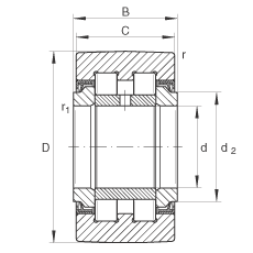 支撐型滾輪 PWTR45100-2RS, 滿裝滾子，軸向引導(dǎo)，兩側(cè)唇密封