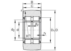 支撐型滾輪 NNTR120X290X135-2ZL, 滿裝滾子，軸向引導(dǎo)，兩側(cè)唇密封
