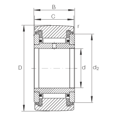 支撐型滾輪 NATR25-PP, 軸向引導(dǎo)，兩側(cè)用推力滑動(dòng)墊圈