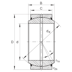 關(guān)節(jié)軸承 GE220-DO-2RS, 根據(jù) DIN ISO 12 240-1 標(biāo)準(zhǔn), 需維護(hù)，兩側(cè)唇密封