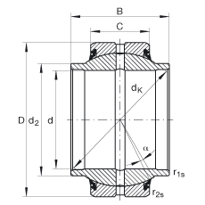 關節(jié)軸承 GE25-HO-2RS, 根據(jù) DIN ISO 12 240-1 標準, 需維護，兩側唇密封