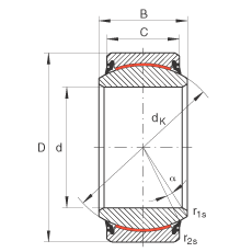 關節(jié)軸承 GE260-UK-2RS, 根據(jù) DIN ISO 12 240-1 標準, 免維護，兩側唇密封