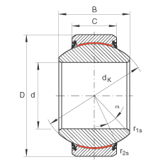 關節(jié)軸承 GE50-FW-2RS, 根據(jù) DIN ISO 12 240-1 標準, 免維護，兩側唇密封