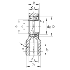 液壓桿端軸承 GIHNRK50-LO, 根據(jù) DIN ISO 12 240-4 標(biāo)準(zhǔn)，帶右旋螺紋夾緊裝置，需維護(hù)