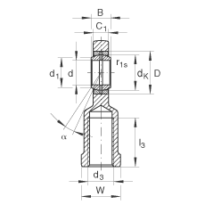 桿端軸承 GIL8-DO, 根據(jù) DIN ISO 12 240-4 標準，帶左旋內(nèi)螺紋，需維護
