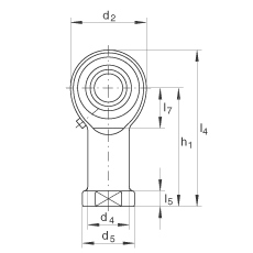 桿端軸承 GIKL12-PB, 根據(jù) DIN ISO 12 240-4 標(biāo)準(zhǔn)，帶左旋內(nèi)螺紋，需維護(hù)
