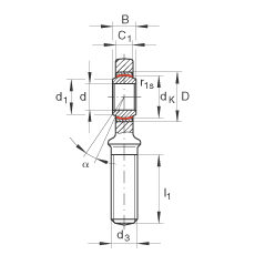 桿端軸承 GAR10-UK, 根據(jù) DIN ISO 12 240-4 標(biāo)準(zhǔn)，帶右旋外螺紋，需維護(hù)