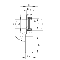 桿端軸承 GAR15-DO, 根據(jù) DIN ISO 12 240-4 標(biāo)準(zhǔn)，帶右旋外螺紋，需維護(hù)