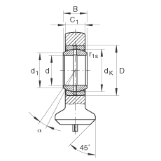 液壓桿端軸承 GK35-DO, 根據(jù) DIN ISO 12 240 標(biāo)準(zhǔn)，帶焊接面，需維護(hù)