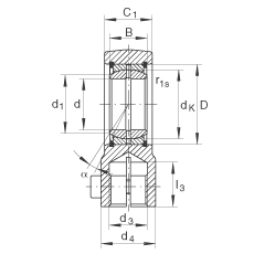 液壓桿端軸承 GIHRK30-DO, 根據(jù) DIN ISO 12 240-4 標(biāo)準(zhǔn)，帶右旋螺紋夾緊裝置，需維護