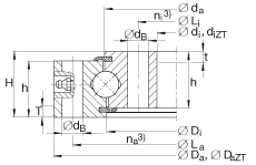 四點(diǎn)接觸球軸承 VU200405, 無齒，兩側(cè)唇密封