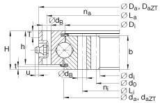 四點接觸球軸承 VI160288-N, 有內(nèi)齒，兩側(cè)唇密封