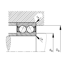 角接觸球軸承 30/8-B-2RSR-TVH, 雙列，雙側(cè)唇密封，接觸角 α = 25°