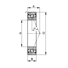 主軸軸承 HSS71924-E-T-P4S, 調(diào)節(jié)，成對(duì)安裝，接觸角 α = 25°，兩側(cè)唇密封，非接觸，限制公差