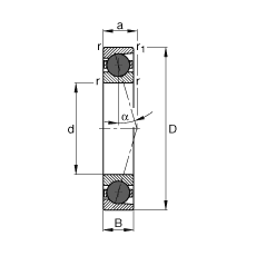 主軸軸承 HCB71904-C-T-P4S, 調(diào)節(jié)，成對或單元安裝，接觸角 α = 15°，陶瓷球，限制公差
