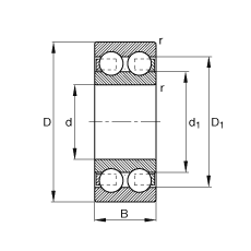 深溝球軸承 4210-B-TVH, 根據(jù) DIN 625-3 標(biāo)準(zhǔn)的主要尺寸，雙列