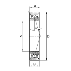 主軸軸承 HS7019-C-T-P4S, 調(diào)節(jié)，成對(duì)安裝，接觸角 α = 15°，限制公差