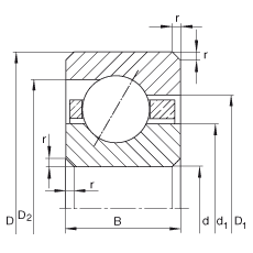 薄截面軸承 CSEB040, 角接觸球軸承，類型E，運行溫度 -54°C 到 +120°C