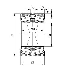 圓錐滾子軸承 32056-X-N11CA, 根據(jù) DIN ISO 355 / DIN 720 標(biāo)準(zhǔn)的主要尺寸，可分離，X型成對布置，有軸向內(nèi)部游隙